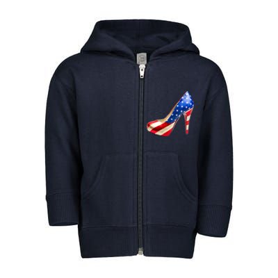 Cute Patriotic American Usa Flag Heels Shoes Toddler Zip Fleece Hoodie