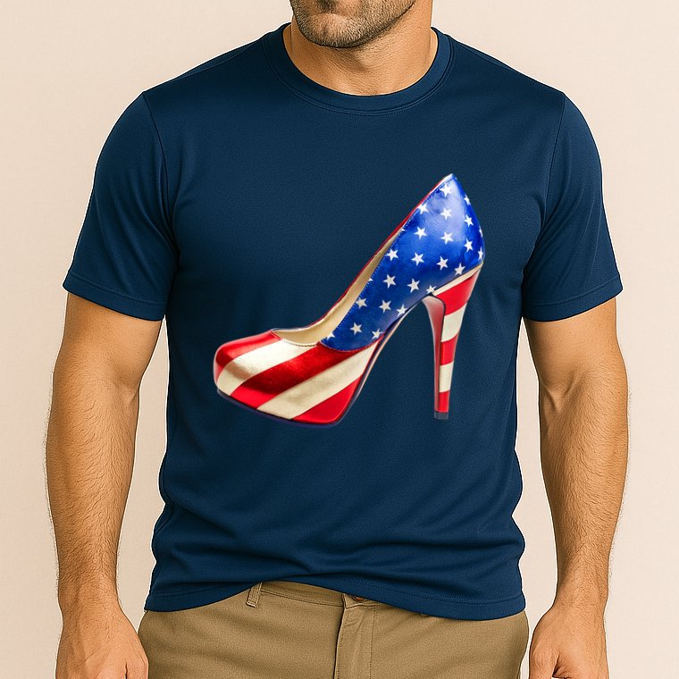 Cute Patriotic American Usa Flag Heels Shoes Cooling Performance Crew T-Shirt