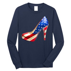 Cute Patriotic American Usa Flag Heels Shoes Long Sleeve Shirt