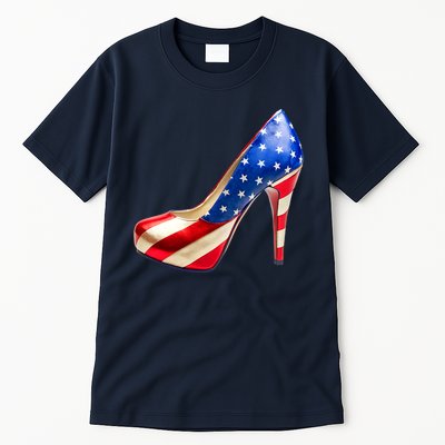 Cute Patriotic American Usa Flag Heels Shoes Tall T-Shirt