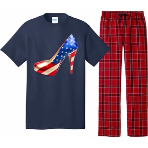 Cute Patriotic American Usa Flag Heels Shoes Pajama Set