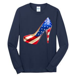 Cute Patriotic American Usa Flag Heels Shoes Tall Long Sleeve T-Shirt