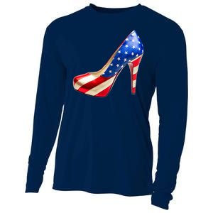 Cute Patriotic American Usa Flag Heels Shoes Cooling Performance Long Sleeve Crew