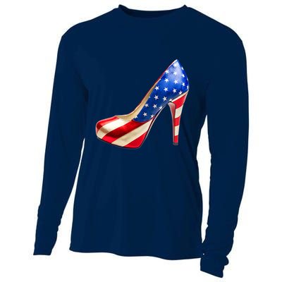 Cute Patriotic American Usa Flag Heels Shoes Cooling Performance Long Sleeve Crew