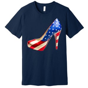 Cute Patriotic American Usa Flag Heels Shoes Premium T-Shirt