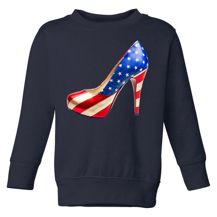 Cute Patriotic American Usa Flag Heels Shoes Toddler Sweatshirt