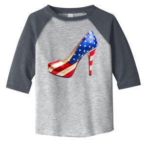 Cute Patriotic American Usa Flag Heels Shoes Toddler Fine Jersey T-Shirt