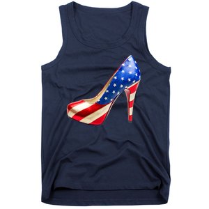 Cute Patriotic American Usa Flag Heels Shoes Tank Top