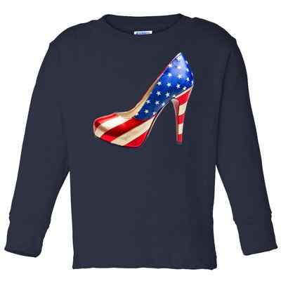 Cute Patriotic American Usa Flag Heels Shoes Toddler Long Sleeve Shirt