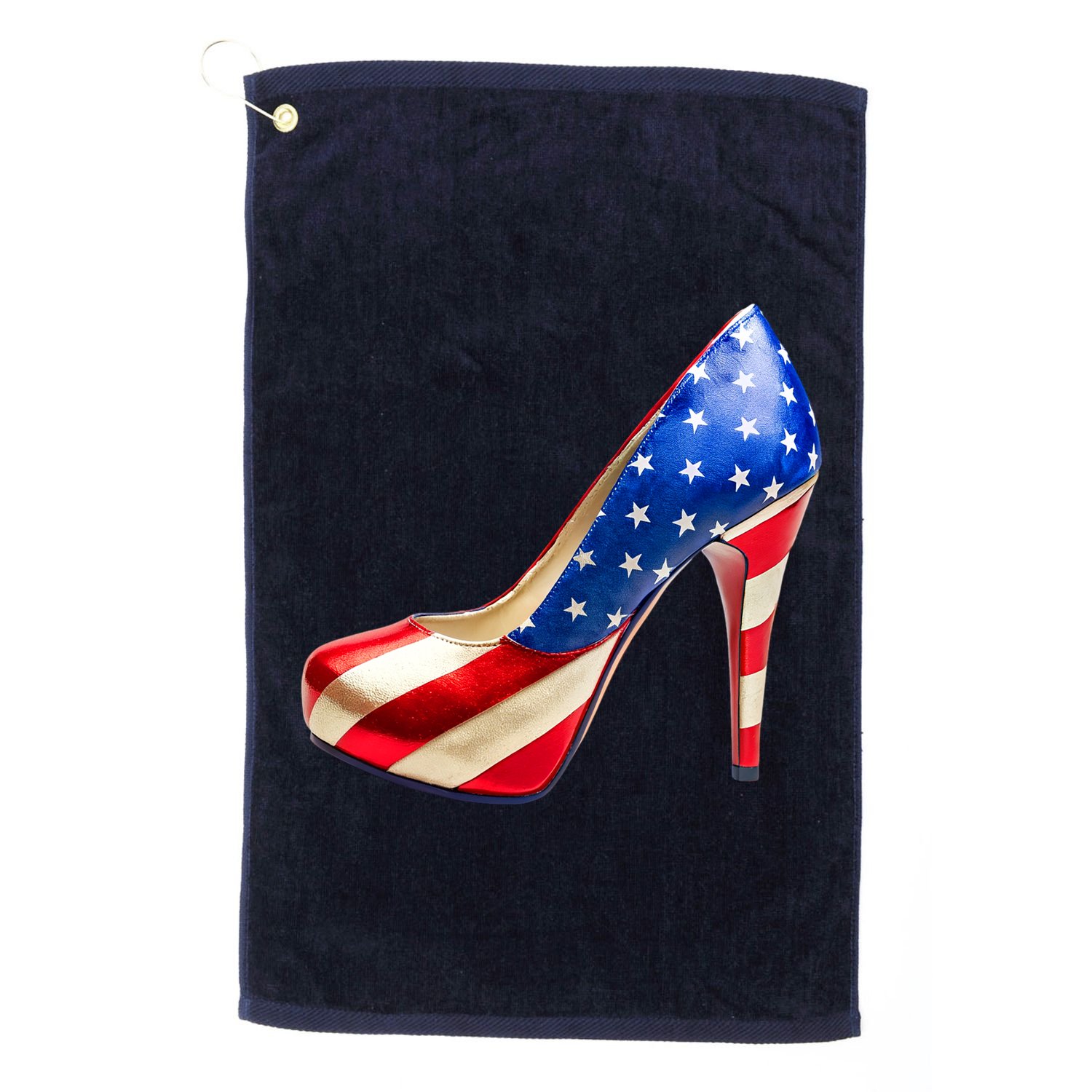 Cute Patriotic American Usa Flag Heels Shoes Golf Towel