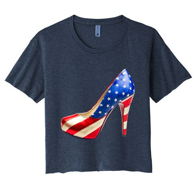 Cute Patriotic American Usa Flag Heels Shoes Crop Top