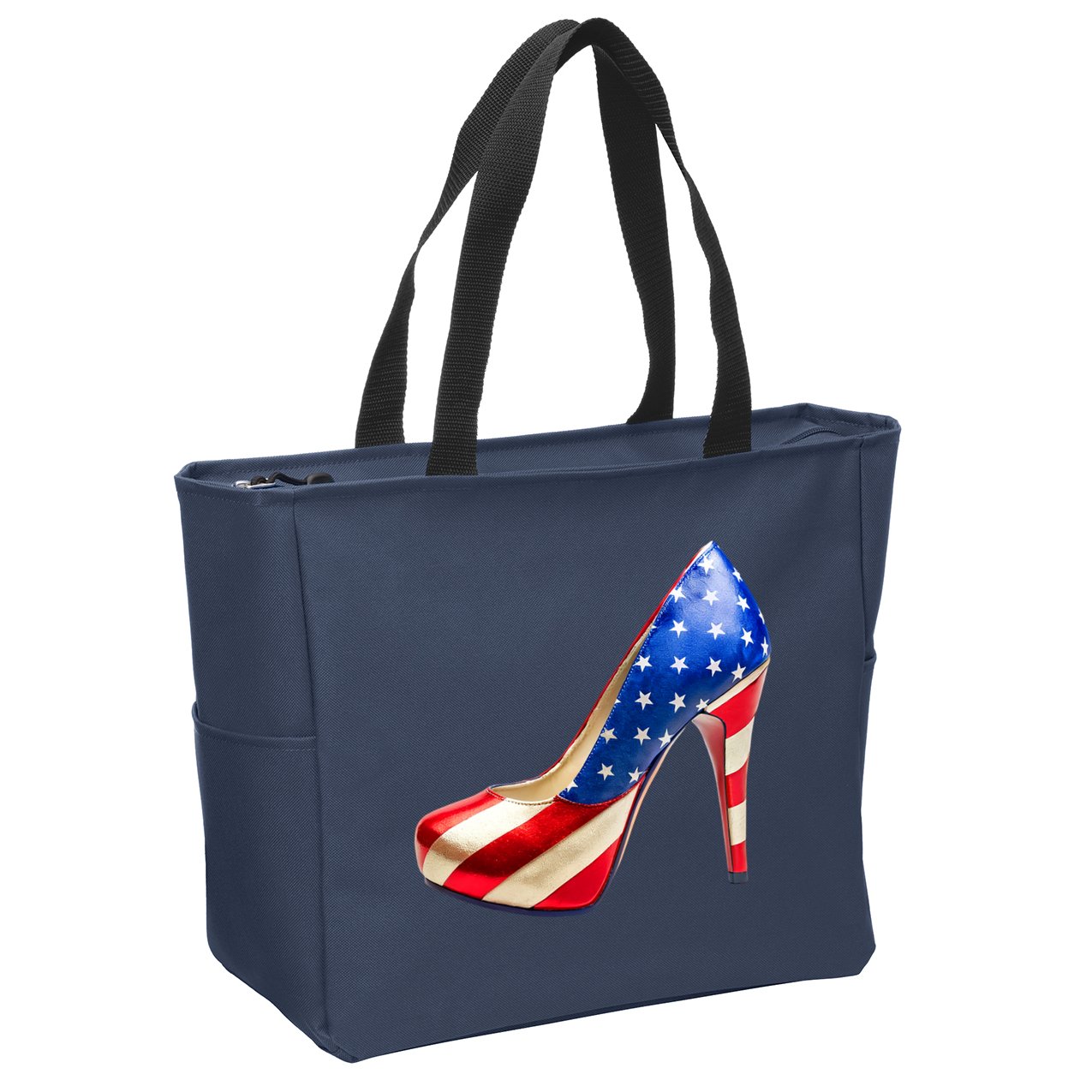 Cute Patriotic American Usa Flag Heels Shoes Zip Tote Bag