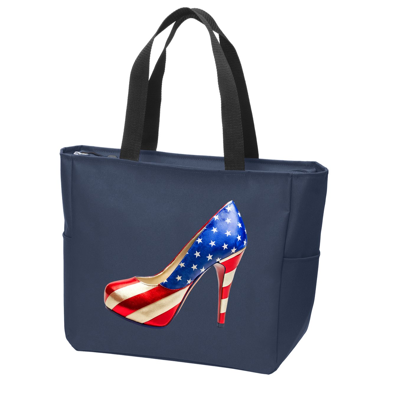 Cute Patriotic American Usa Flag Heels Shoes Zip Tote Bag