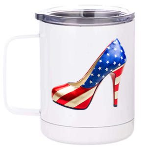 Cute Patriotic American Usa Flag Heels Shoes 12 oz Stainless Steel Tumbler Cup