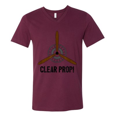 Clear Prop Aviation Airplane Pilot Propeller V-Neck T-Shirt