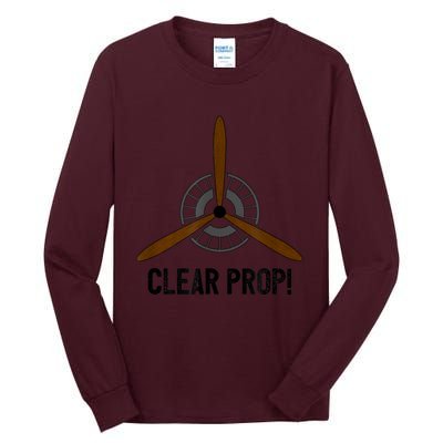 Clear Prop Aviation Airplane Pilot Propeller Tall Long Sleeve T-Shirt