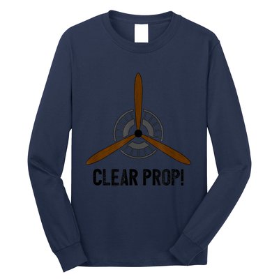 Clear Prop Aviation Airplane Pilot Propeller Long Sleeve Shirt