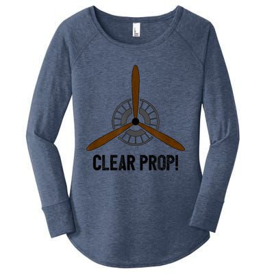 Clear Prop Aviation Airplane Pilot Propeller Women's Perfect Tri Tunic Long Sleeve Shirt