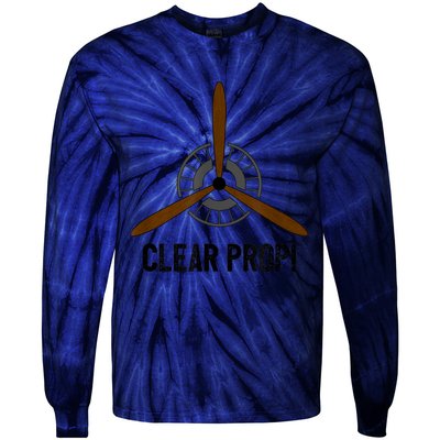 Clear Prop Aviation Airplane Pilot Propeller Tie-Dye Long Sleeve Shirt