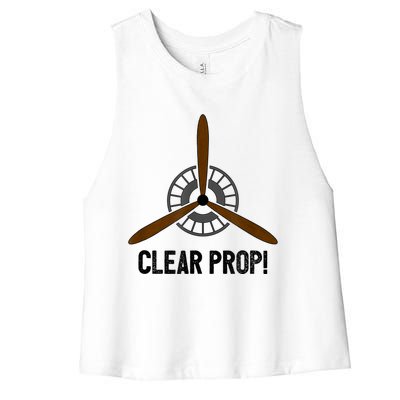 Clear Prop Aviation Airplane Pilot Propeller Women's Racerback Cropped Tank