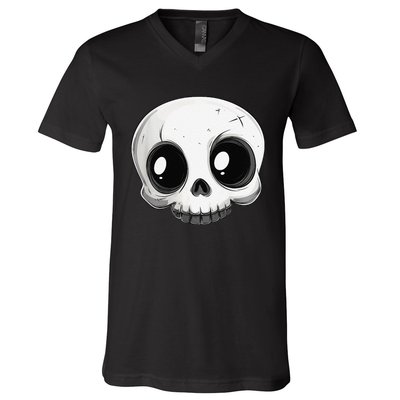 Cute Playful And Stylish Skull For Halloween Or Anytime V-Neck T-Shirt