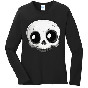 Cute Playful And Stylish Skull For Halloween Or Anytime Ladies Long Sleeve Shirt