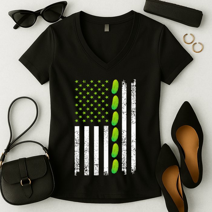 Cool Pickle Art For Gag Dill Pickle Costume Women's V-Neck T-Shirt