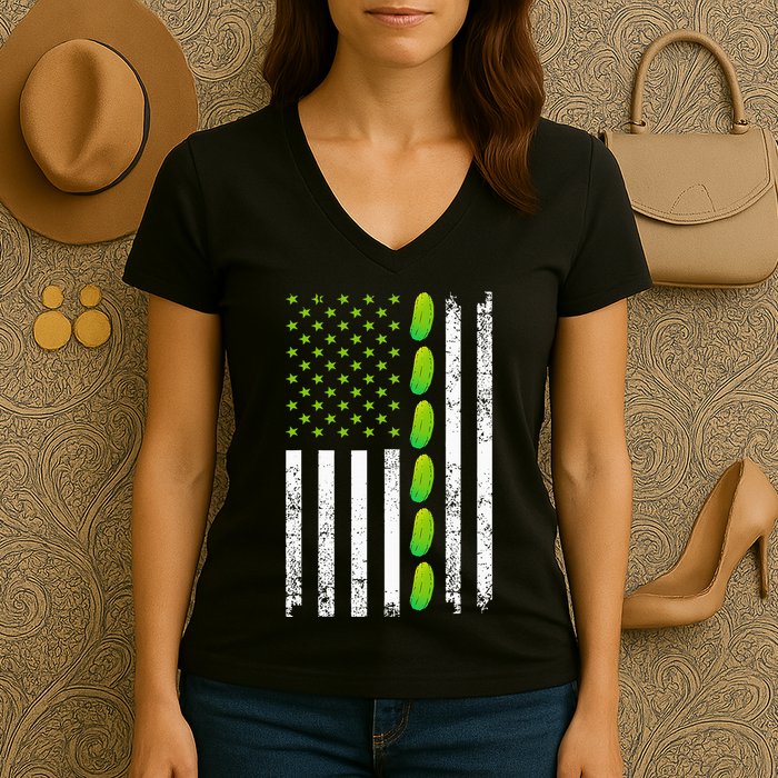 Cool Pickle Art For Gag Dill Pickle Costume Women's V-Neck T-Shirt
