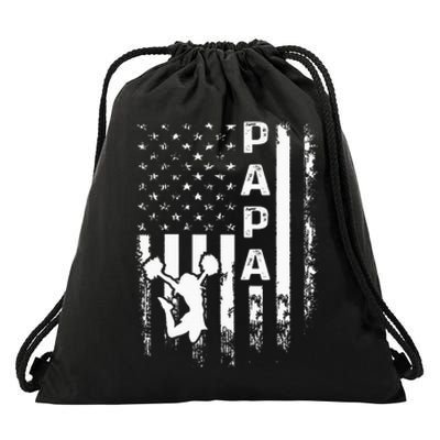 Cheer Papa American Flag Cheerleading Cheerleader Drawstring Bag