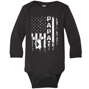 Cheer Papa American Flag Cheerleading Cheerleader Baby Long Sleeve Bodysuit