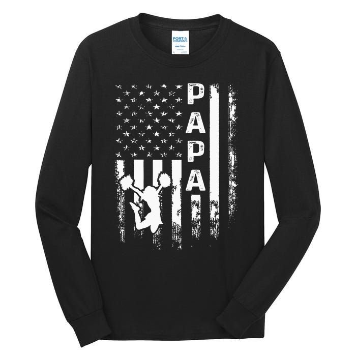 Cheer Papa American Flag Cheerleading Cheerleader Tall Long Sleeve T-Shirt