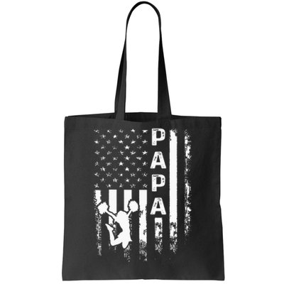 Cheer Papa American Flag Cheerleading Cheerleader Tote Bag