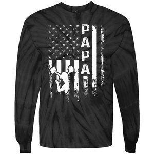 Cheer Papa American Flag Cheerleading Cheerleader Tie-Dye Long Sleeve Shirt