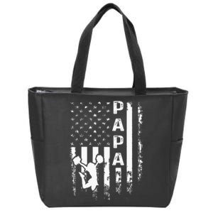 Cheer Papa American Flag Cheerleading Cheerleader Zip Tote Bag