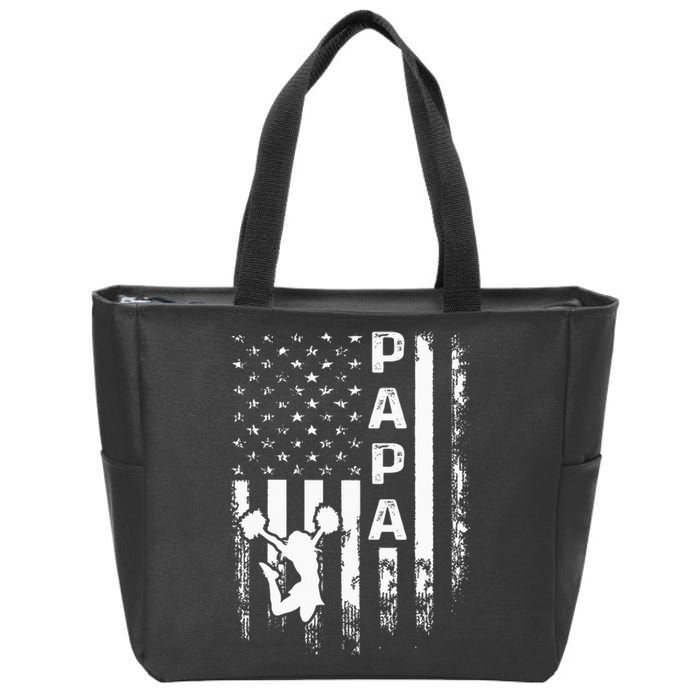 Cheer Papa American Flag Cheerleading Cheerleader Zip Tote Bag