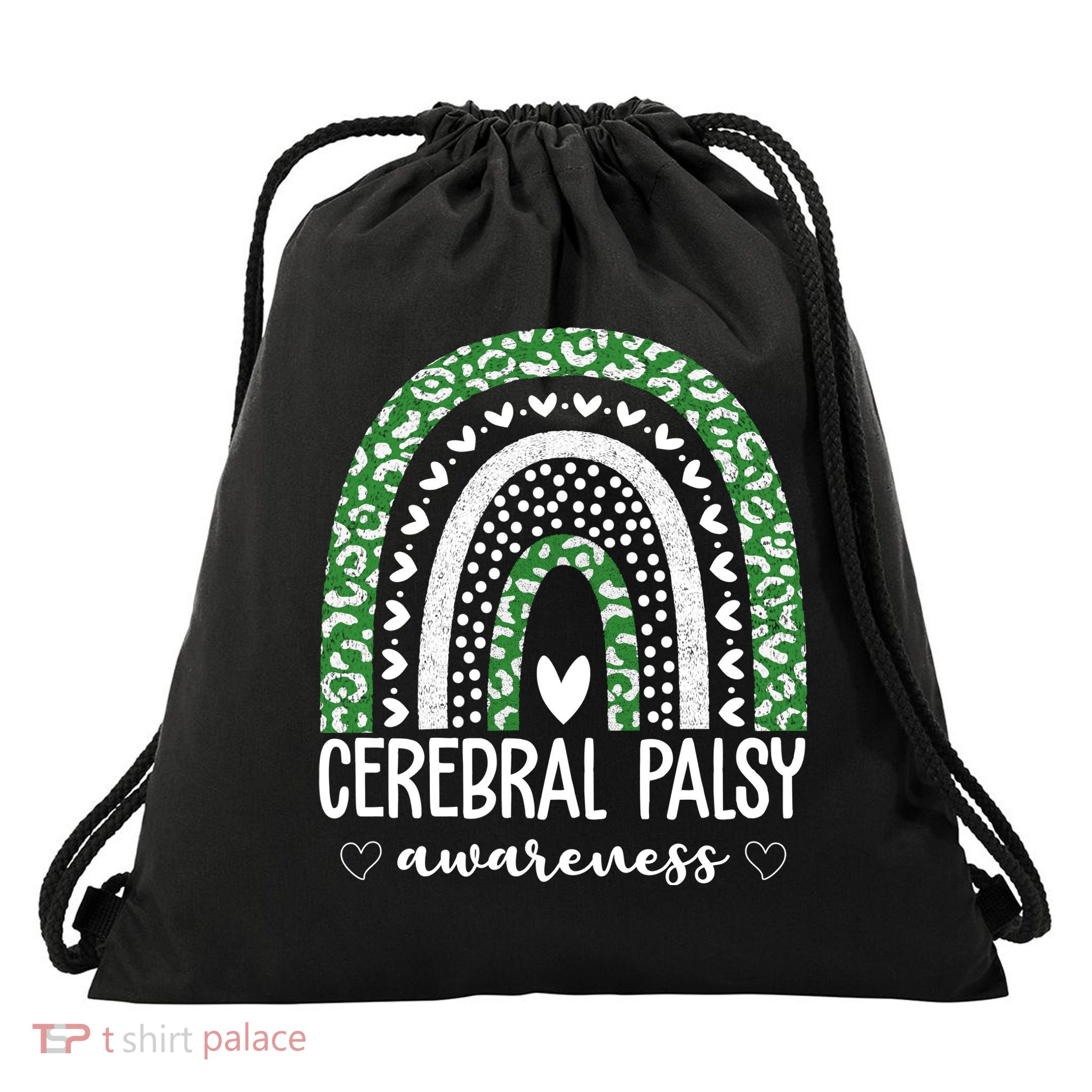 Cerebral Palsy Awareness Rainbow Drawstring Bag