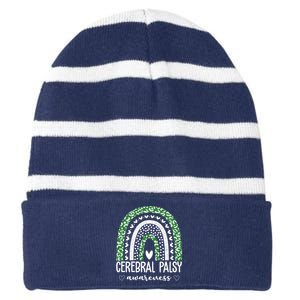 Cerebral Palsy Awareness Rainbow Striped Beanie with Solid Band