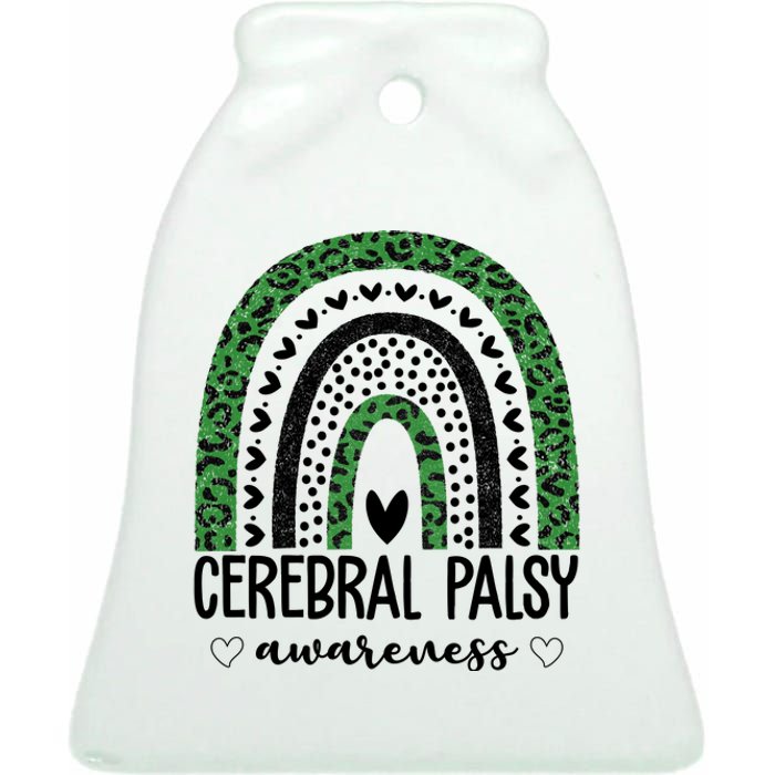 Cerebral Palsy Awareness Rainbow Ceramic Bell Ornament