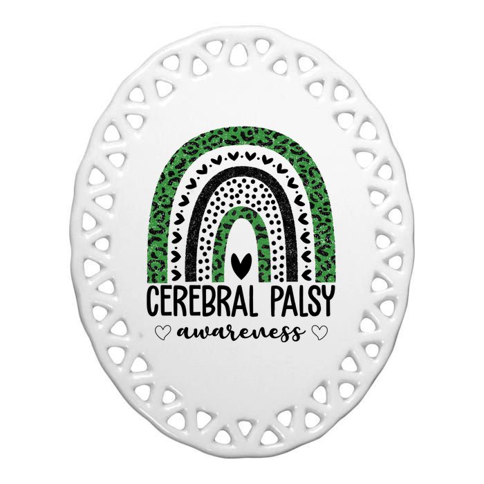 Cerebral Palsy Awareness Rainbow Ceramic Oval Ornament