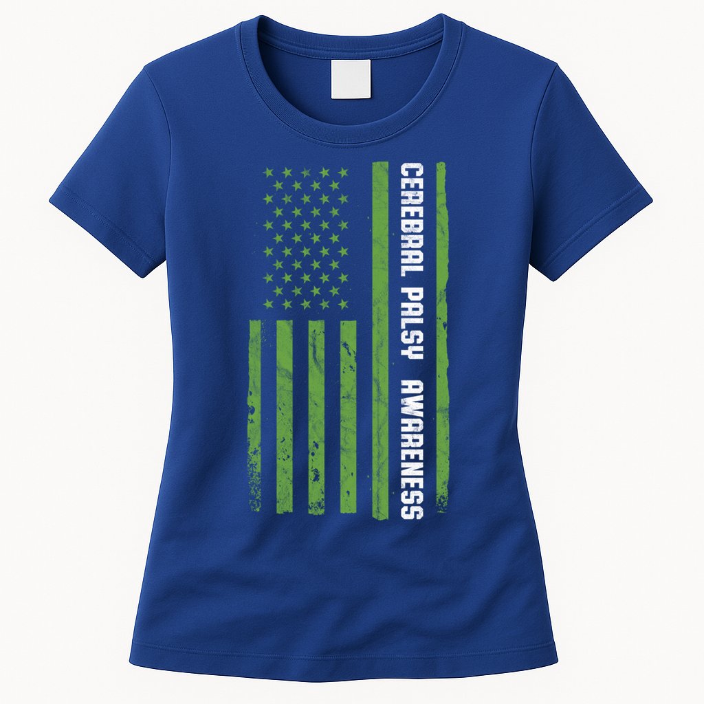 Cerebral Palsy Awareness Month American Flag Cp Gift Womens T-Shirt