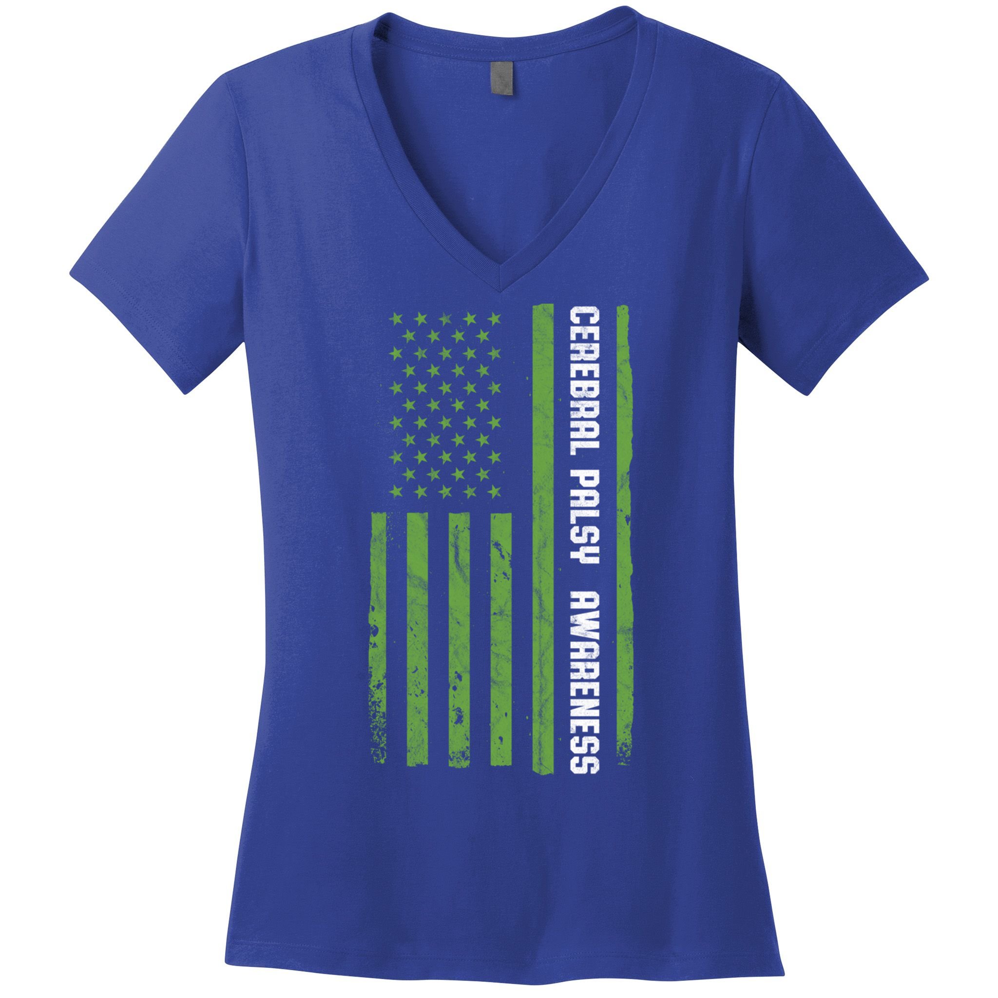 Cerebral Palsy Awareness Month American Flag Cp Gift Women's V-Neck T-Shirt