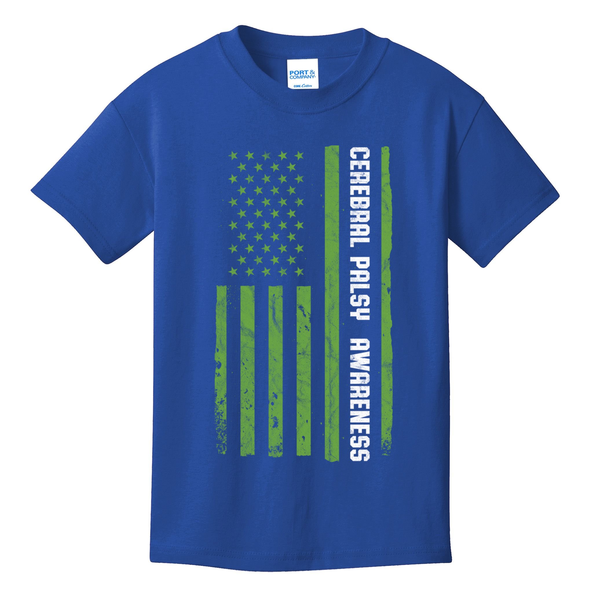 Cerebral Palsy Awareness Month American Flag Cp Gift Kids T-Shirt