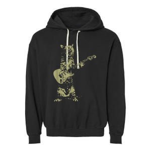 Cat Playing Acoustic Guitar Cool Musician funny Guitarist Garment-Dyed Fleece Hoodie