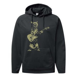 Cat Playing Acoustic Guitar Cool Musician funny Guitarist Performance Fleece Hoodie