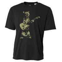 Cat Playing Acoustic Guitar Cool Musician funny Guitarist Cooling Performance Crew T-Shirt