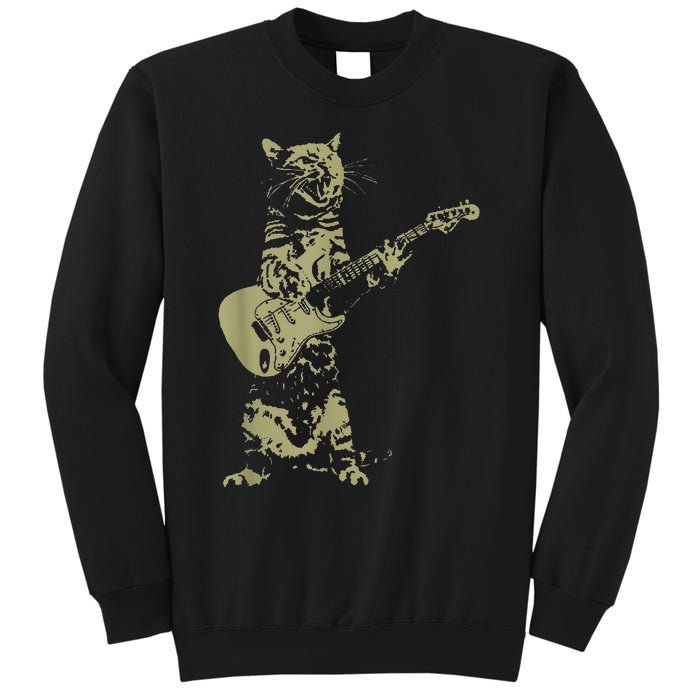 Cat Playing Acoustic Guitar Cool Musician funny Guitarist Sweatshirt