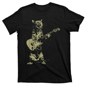 Cat Playing Acoustic Guitar Cool Musician funny Guitarist T-Shirt