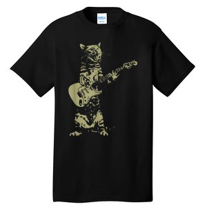 Cat Playing Acoustic Guitar Cool Musician funny Guitarist Tall T-Shirt