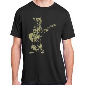 Cat Playing Acoustic Guitar Cool Musician funny Guitarist Adult ChromaSoft Performance T-Shirt