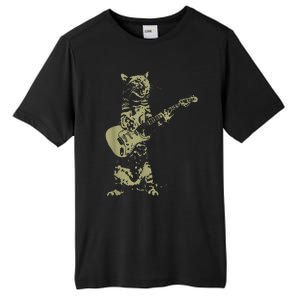 Cat Playing Acoustic Guitar Cool Musician funny Guitarist Tall Fusion ChromaSoft Performance T-Shirt